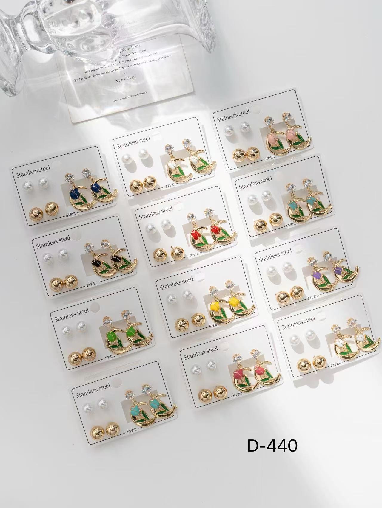 Orecchini D-440 COLORI MISTI - Pacco da 12 pz.